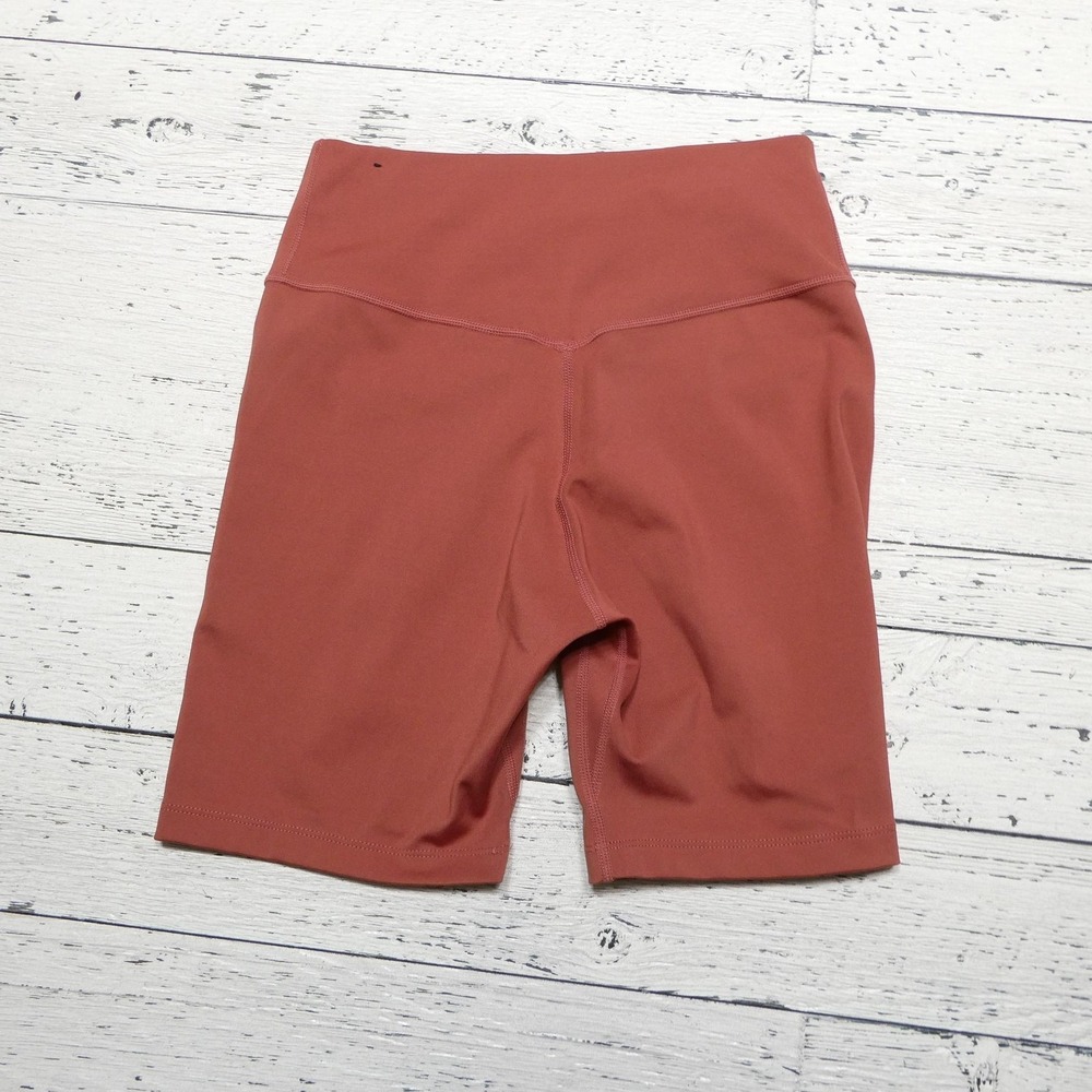Nike Dri-FIT Shorts Womens Small Brown High Rise 6 Inseam Bike Running Stretch - Picture 4 of 9